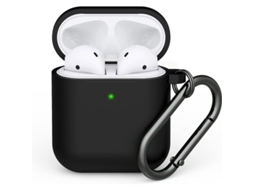 2026 capa para Airpods 1/2, Capa de Silicone Macio com Portachaves, Led Visível, Carregamento Sem Fio