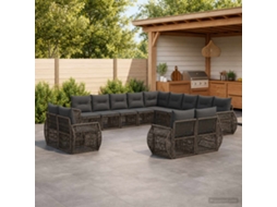 Vidaxl Conjunto De Sofá De Jardim 13 Pcs Cinza E Cinza Escuro Vime Pe