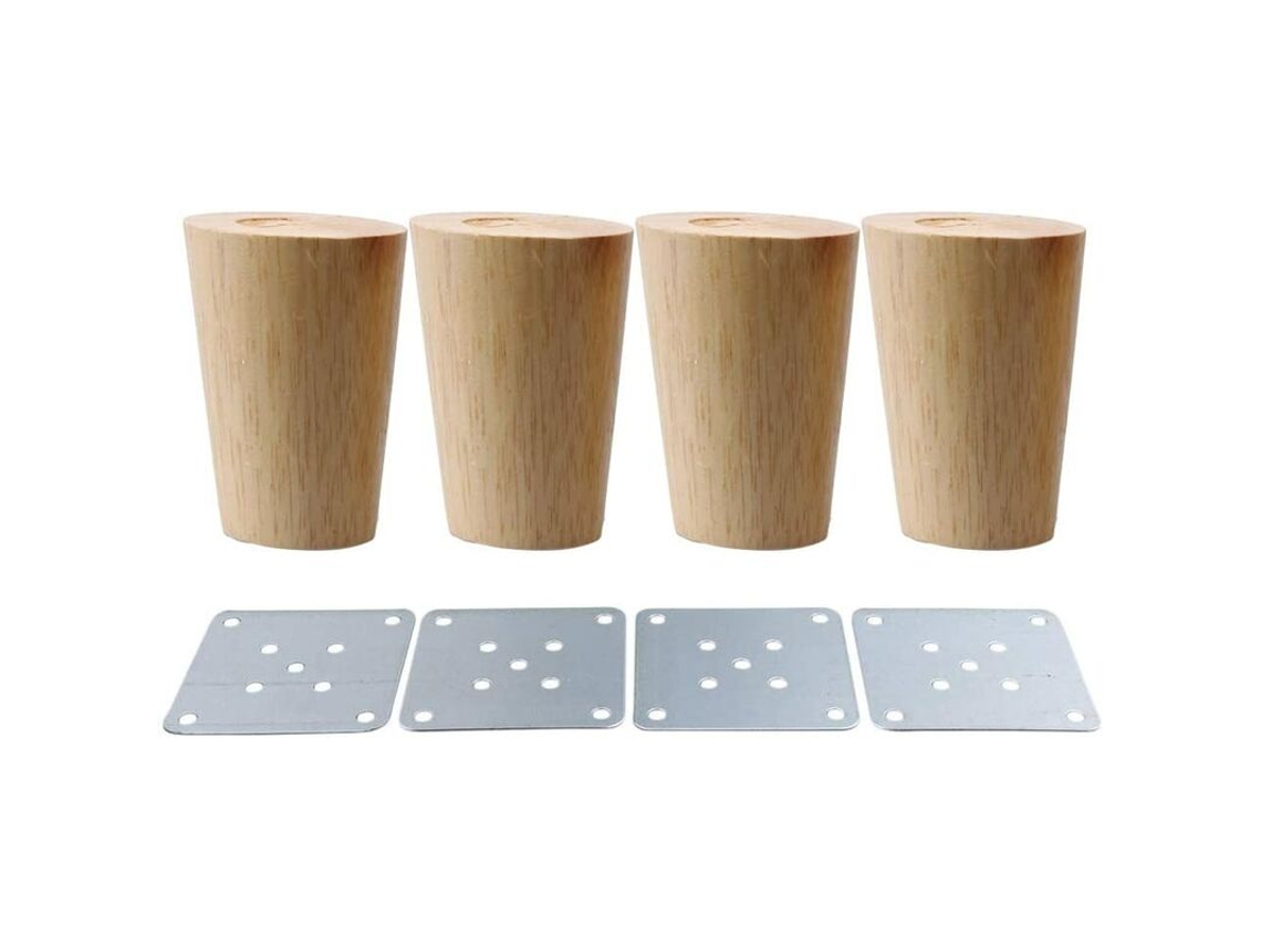Pés Para Móveis, 4 Peças, Em Madeira, 6cm, Com Parafusos, Com Placa De Montagem, Para Mesas, Sofás, Camas