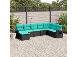 Vidaxl Conjunto De Sofá De Jardim Com 8 Peças E Almofadas Em Rattan Sintético Preto