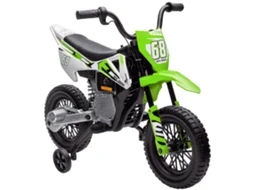 Motocicleta elétrica infantil, 12V, verde, com 2 motores, velocidade até 5 km/h | S/MARCA