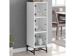 Aparador alto con puertas de cristal 35x37x120 cm Blanco