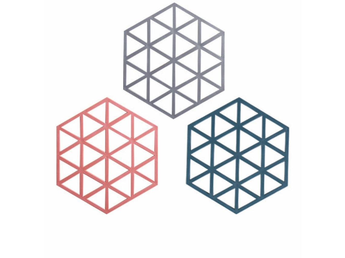 Conjunto De 3 Porta-copos Silicone Flexível Resistente Ao Calor Hexagonal Para Bancada E Mesa
