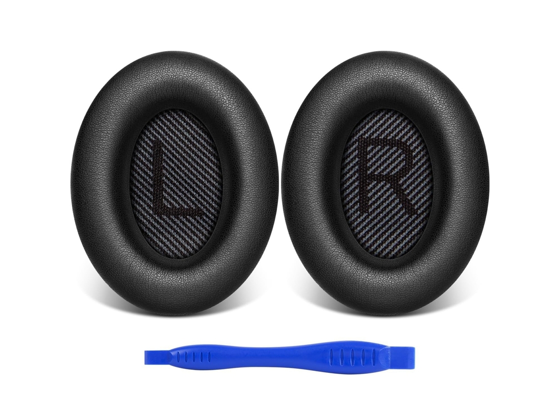 Set De Almofadas Zruxe Para Bose Qc35 Pele Ecológica Preta (2 Unidades, Over-ear, Espuma De Memória)