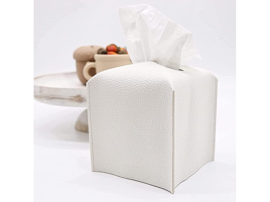 Capa Para Caixa De Papel Higiênico De Couro Pu Moderna Quadrada Com Cinto Na Base