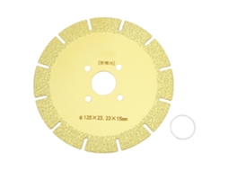 Disco de serra diamantado para corte e desbaste de ferro fundido, fibra de vidro e mármore, 125 x 22,23 x 15 mm