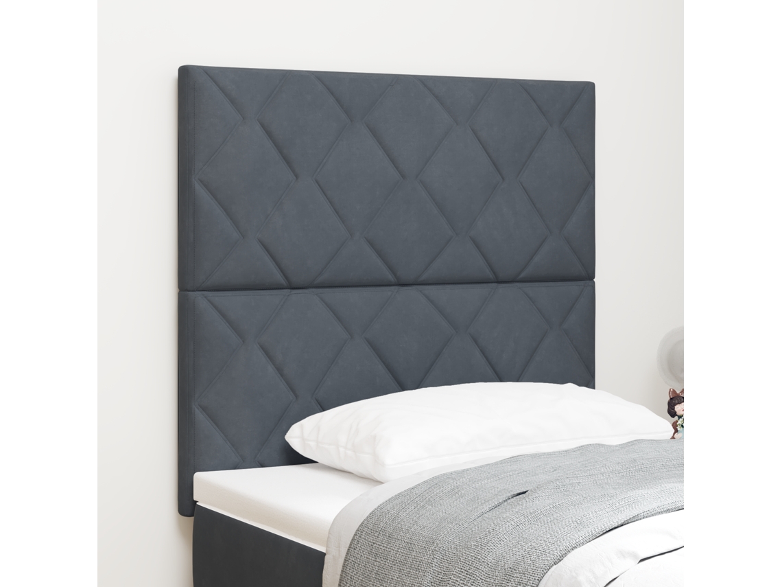 Cabecero Diseño Bloques de Diamantes Gris Oscuro 100 cm Terciopelo