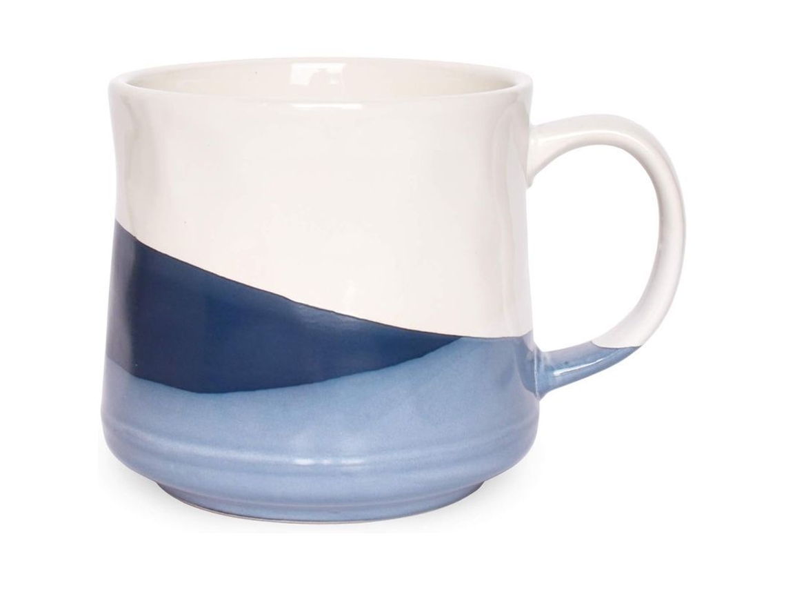 2026 taza de Café de Loza Grande 21 Oz para Oficina Y Hogar, Lavavajillas Y Microondas Segura, Diseño Geométrico azul