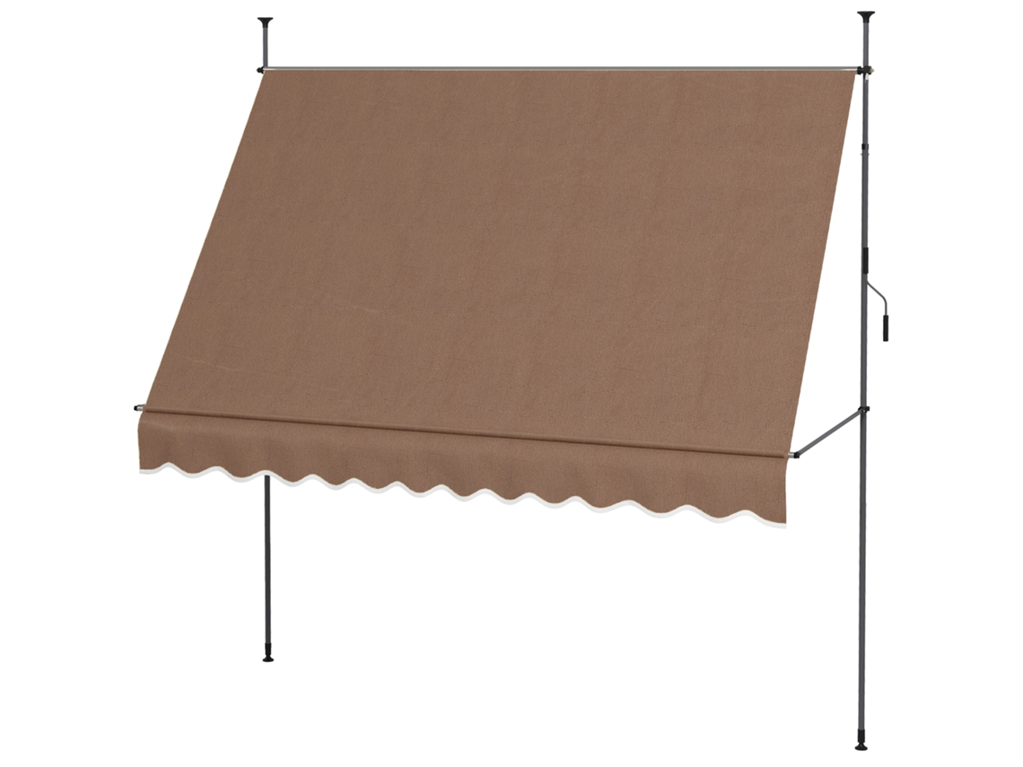 Toldo retrátil manual, 300x120cm, altura ajustável, impermeável, cor café ORBITRA COMMERCE
