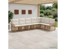 Vidaxl Conjunto De Sofás Para Exterior 7 Unid. Natural E Branco Creme