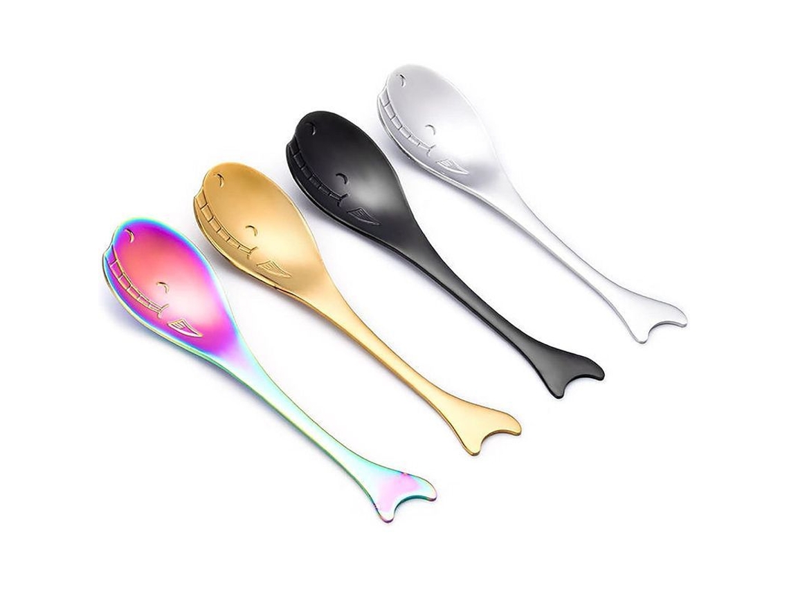 Conjunto de 4 colheres LINJOU, baleia, inox 304, para chá, café, sorvete