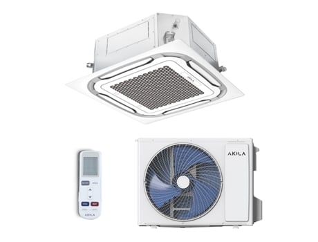 Ar Condicionado Reversível de Cassete Fixo 24000 Btu 7900Kw Ar Condicionado Fixo Gás R32 Fluxo de Ar 4D Golden Fin Wifi AKILA
