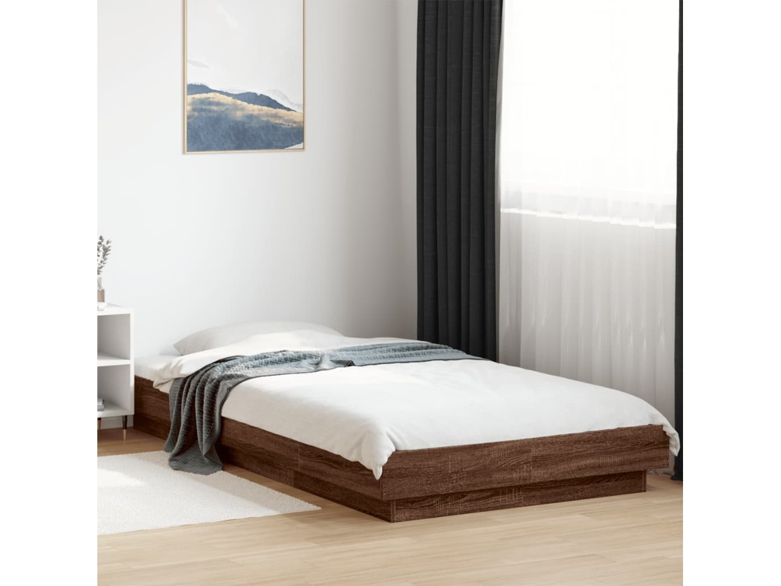 Vidaxl Estrutura De Cama 90x190 Cm Derivados Madeira Carvalho Castanho