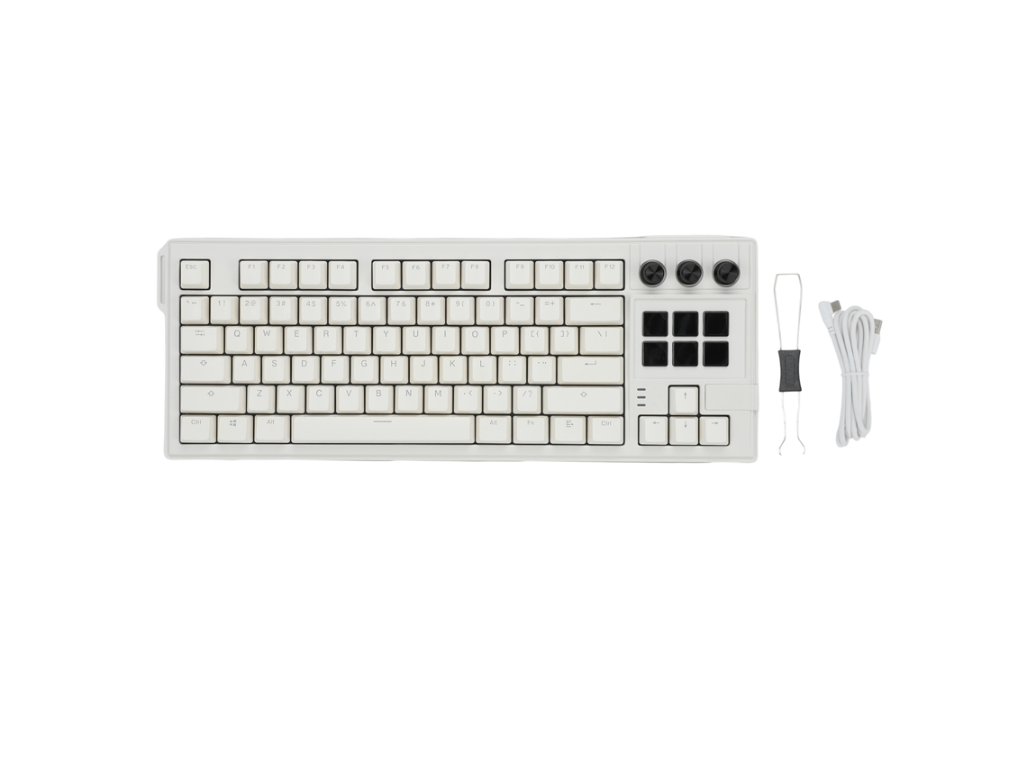 Teclado Mecânico Gamer Com Fio Usb 78 Teclas Switch Vermelho Retroiluminação Rgb Hot Swap Branco