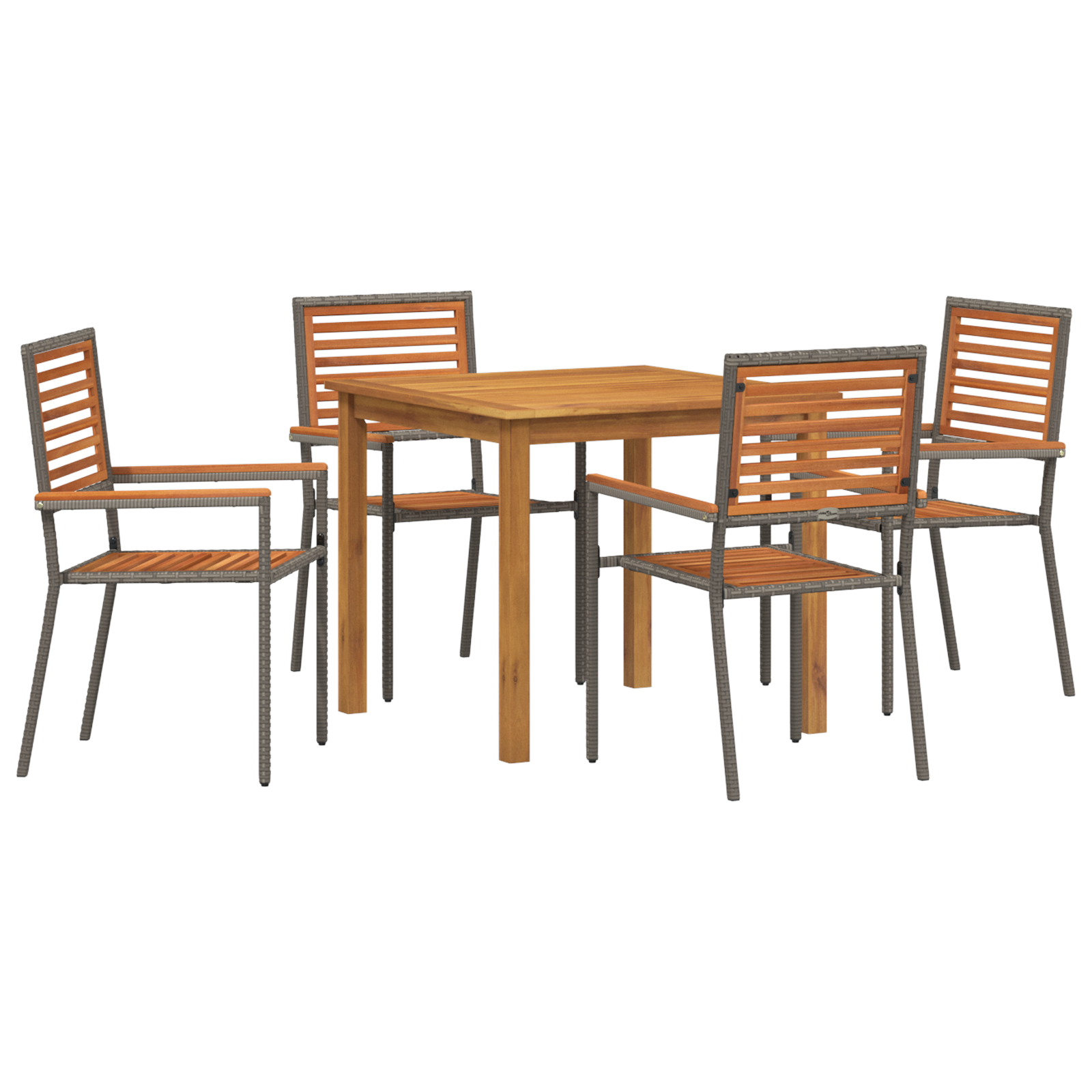 Conjunto 5 Móveis De Jardim Vidaxl Cinzento Madeira De Acácia Maciça (85 X 85 X 74 Cm)