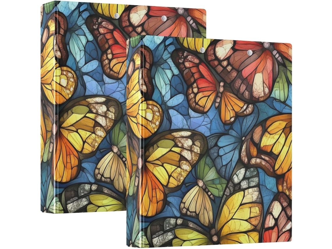 Pasta Escolar Vidro Colorido 1, 5 Polegadas, Com 3 Argolas E Bolsa Camada, Pacote Com 1 2 Unidades