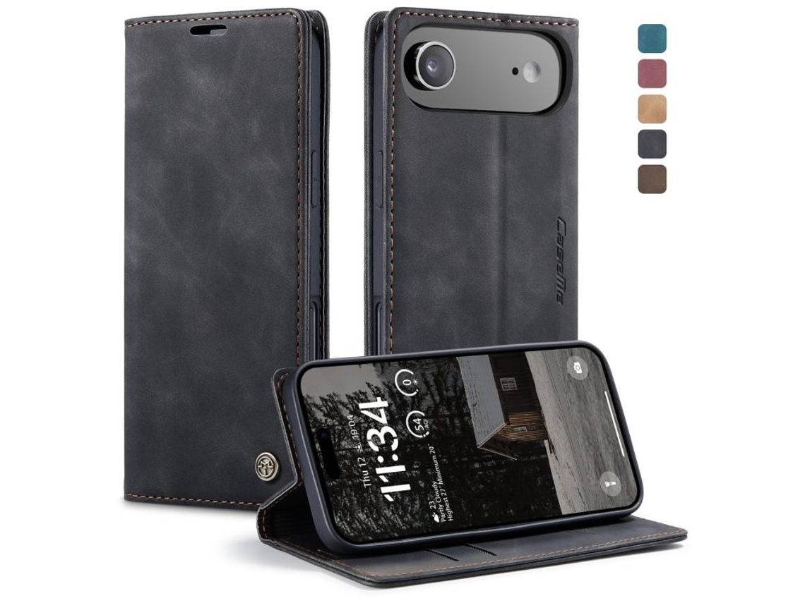 Capa Multifuncional Horizontal Flip Para Iphone 17 Air Em Couro.