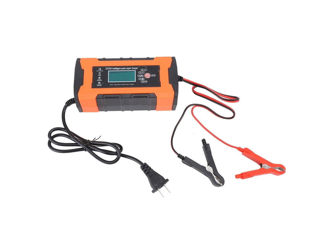 Carregador inteligente Mali 12v 24v com display LCD para carro moto cortador de grama