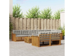 Vidaxl Conjunto De Sofás Para Exterior 9 Unid. Cinza Natural E Claro