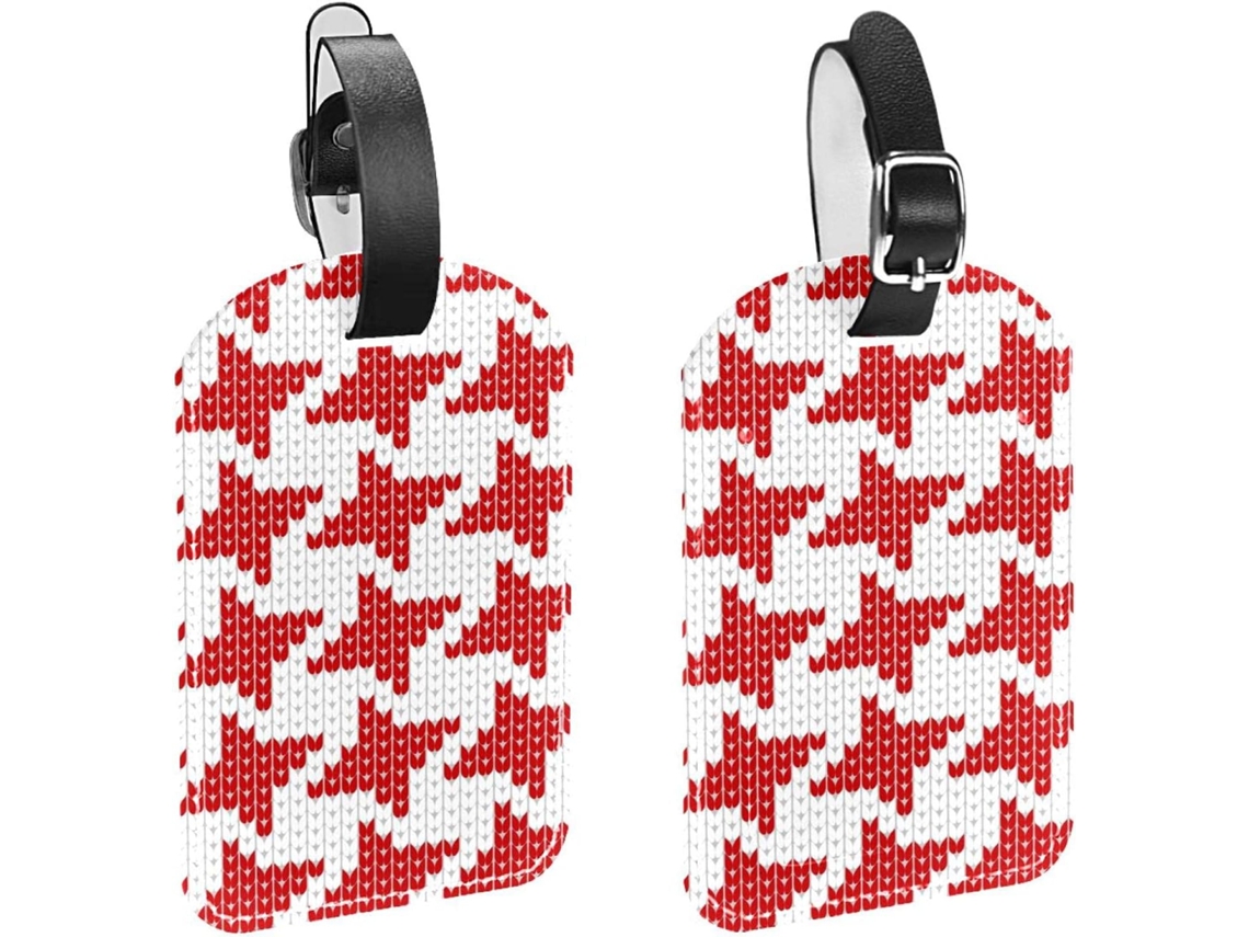 Conjunto De 2 Etiquetas Viagem Vermelhas Em Tricô Bolsas, Malas, Sacolas E Bagagens, Com Alça De Segurança