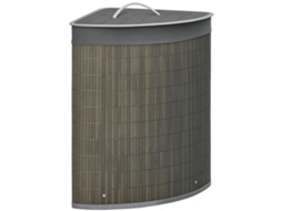 Cesto para Ropa Sucia Bambu 55l Cesta Colada Forma Abanico 38x38x57cm Cinza BTFORUS