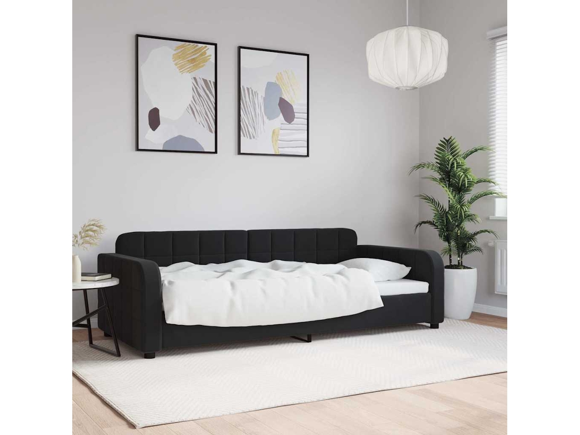 Vidaxl Sofá-cama 90x200 Cm Veludo Preto