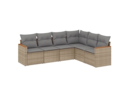 Conjunto de 6 sofás de jardim com almofadões Vime Pe Bege MAISON EXCLUSIVE (80x200 cm)
