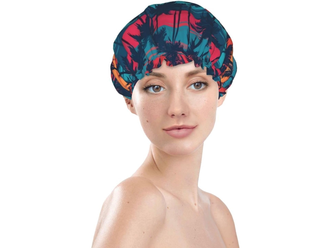 Touca De Banho Feminina, Reutilizável, Impermeável, Dupla Camada, Com Elástico, Ideal Para Cabelos Longos
