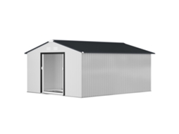 Galpão de Jardim 12,4 M² S/MARCA (340x386x200 cm, porta de correr, telhado inclinado, 4 janelas, branco)