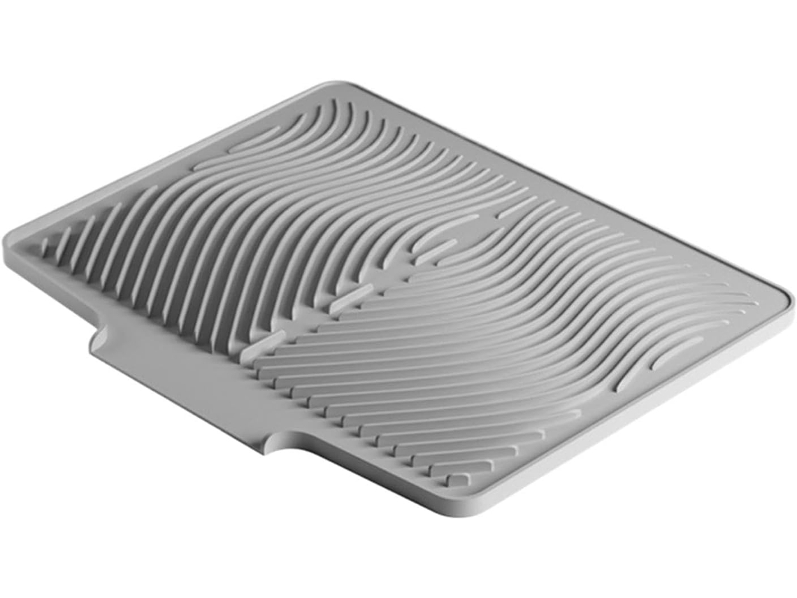Tapete de silicone para secar louça, 40 x 33 cm, antiderrapante, com orifícios de drenagem integrados, ideal para pia