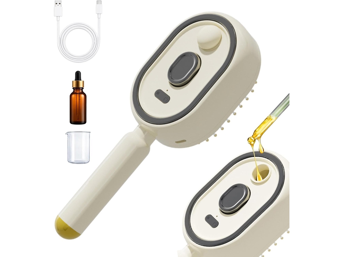 Escova De Cabelo A Vapor Pente Com Almofada Ar Recarregável Luz Vermelha Desembaraçante Antifrizz Sem Fio Para Cuidados
