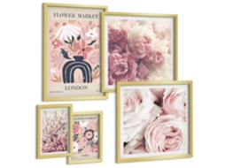 Conjunto De Pinturas Motivos Florais Boho Decorações Espelharte (5 Peças)
