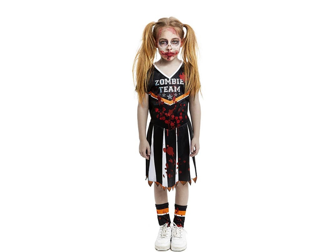 Fantasia de líder de torcida da equipe zumbi preta para meninas e adolescentes