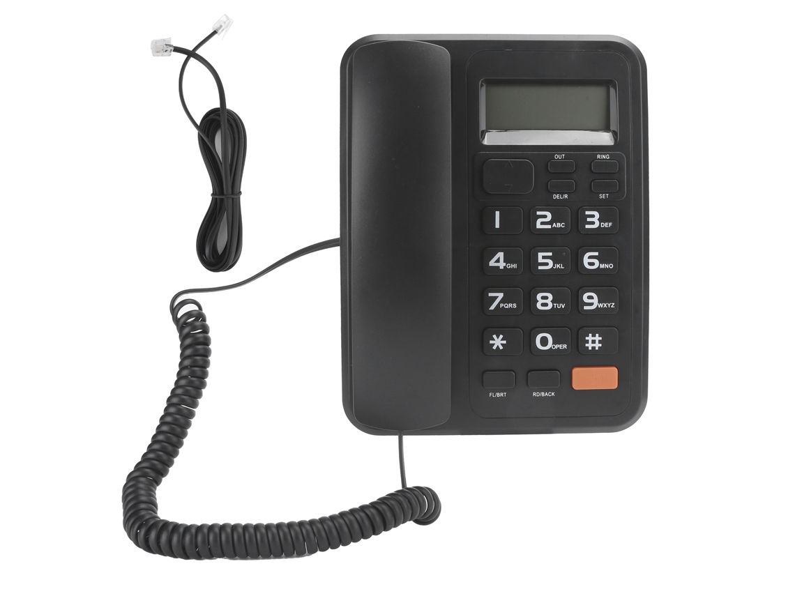 Telefone Fixo Com Fio Para Casa Escritório Hotel Com Display Lcd Id Chamada 24 Toques Preto