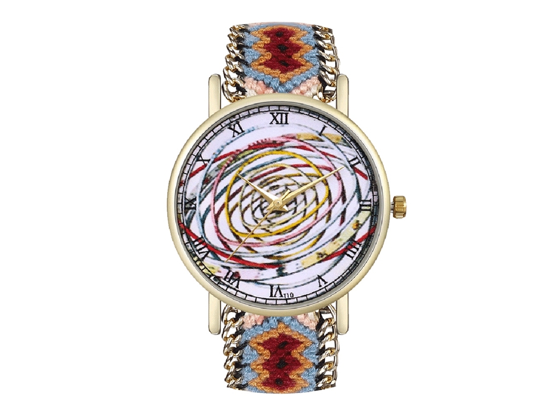 Reloj De Cuarzo Con Correa De Lana Moda Dial Redondo Unisex Pulsera