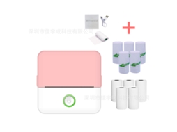 Impressora Térmica Portátil Com 10 Rolos De Papel Para Imprimir Agendas, Fotos, Anotações E Lembretes. Cor Rosa.