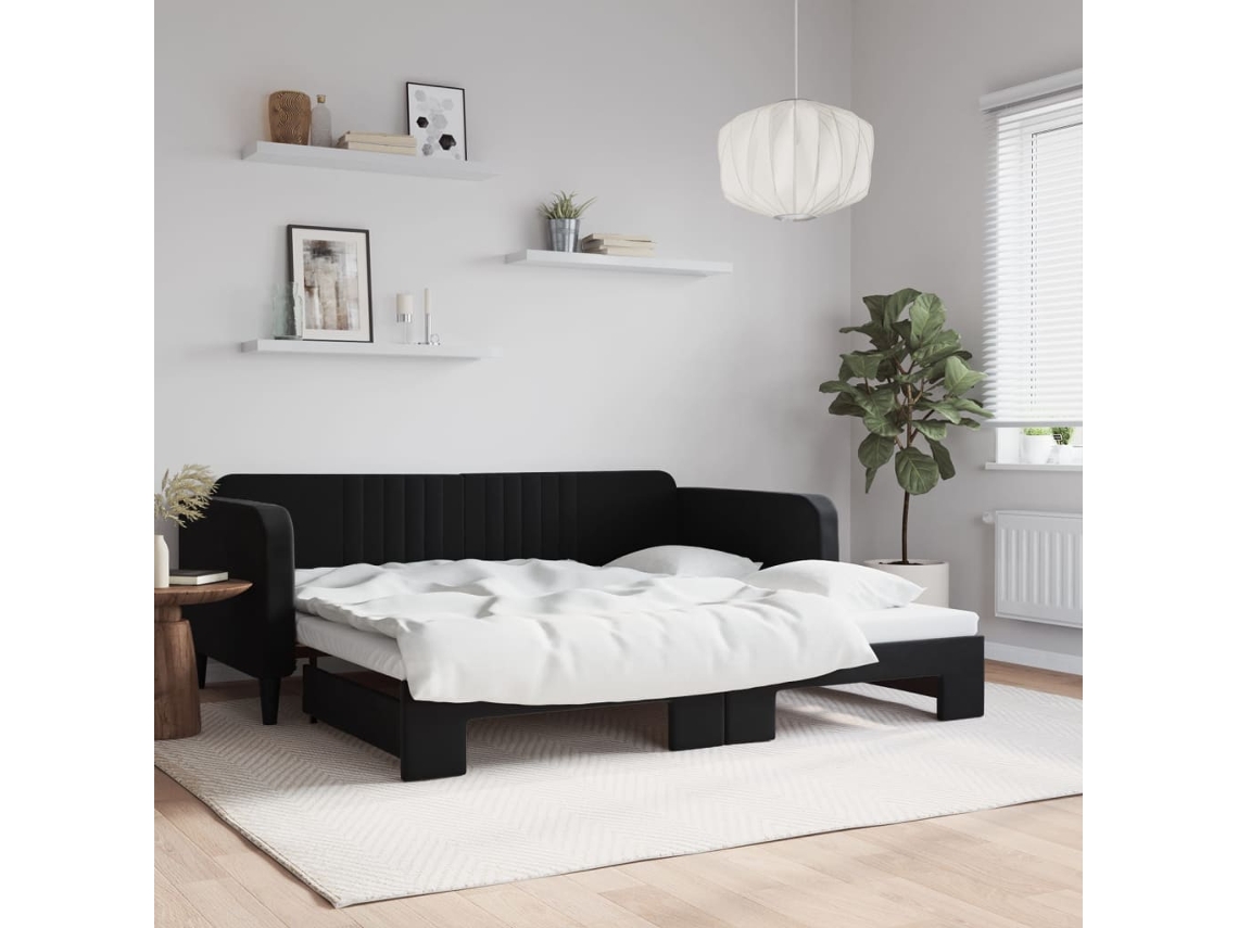 Vidaxl Sofá-cama Com Gavetão 100x200 Cm Veludo Preto