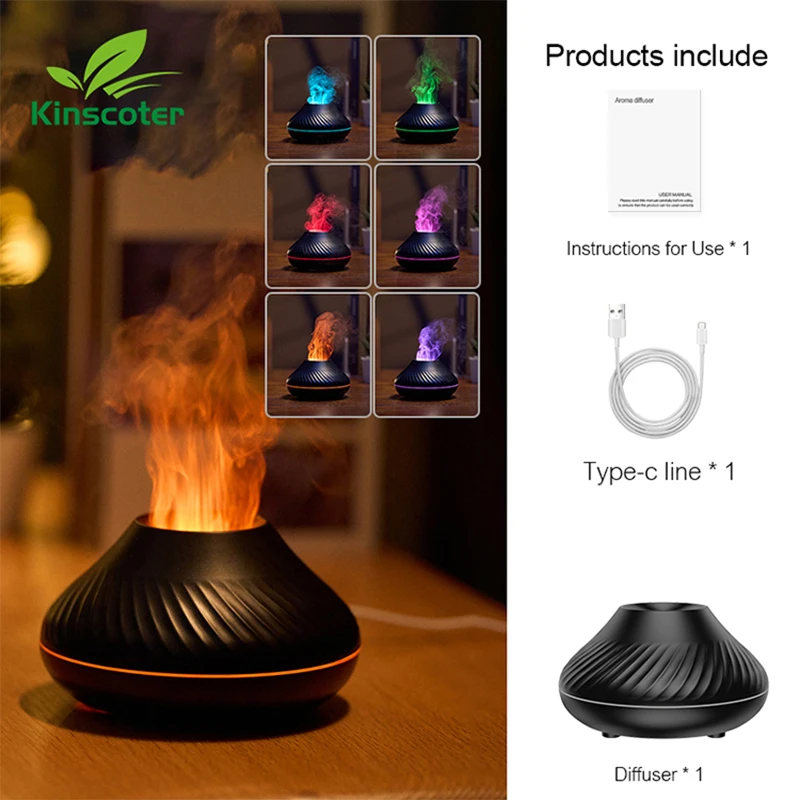 Lâmpada de Aromaterapia, Óleos Essenciais, 130ml, Umidificador Usb MDUG