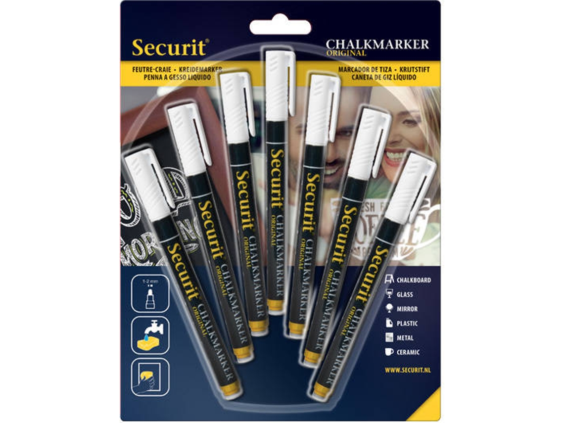 Marcador de Giz SECURIT 1-2 mm Conjunto 7 Branco