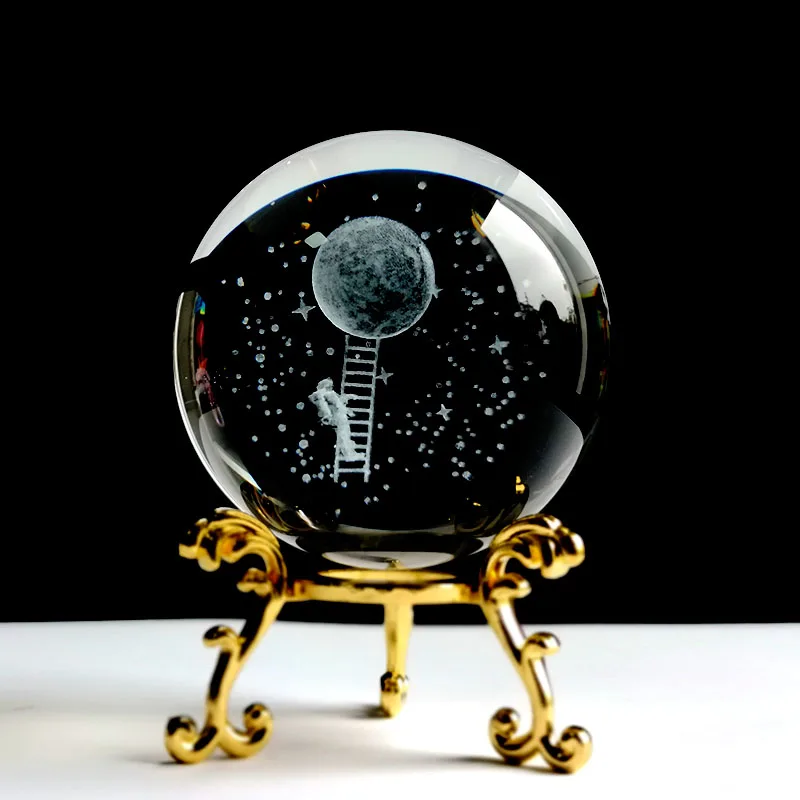 Bola de Cristal 60mm Esfera de Vidro Esculpida em 3d Peso de Papel com Base MDUG (estilo 25/60mm)
