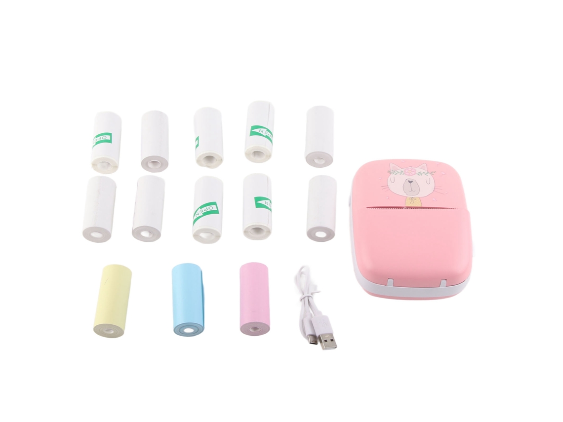 Mali impressora Térmica Mini Multifuncional Bluetooth Sem Tinta para Estudantes Rosa