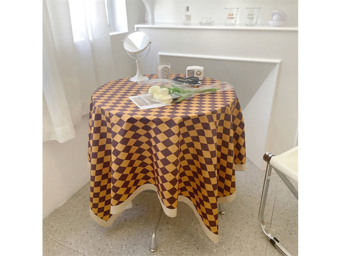 Toalha de Mesa Vintage Xadrez Simples 75x75cm Amarela Mesa Retangular Redonda
