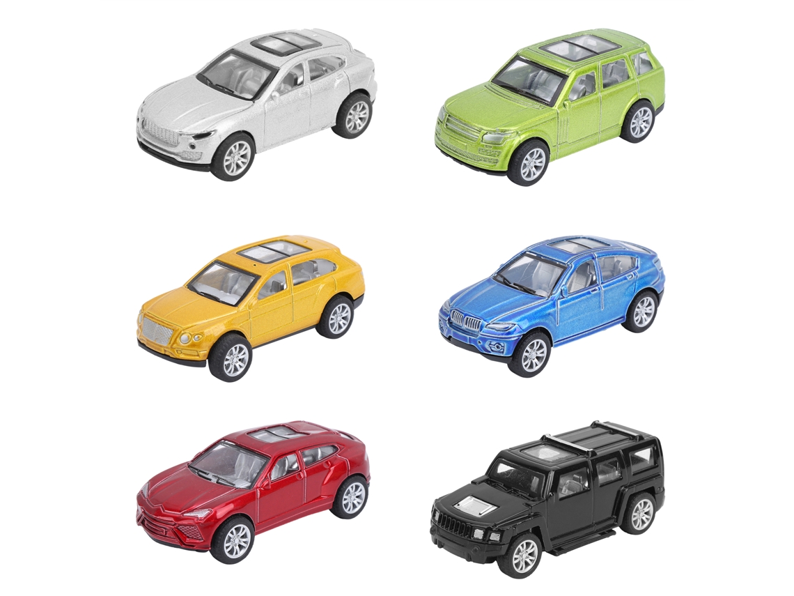 Primerox 6pcs 1:64 Brinquedo de Carro de Liga com Função de Recuo para Crianças 3+