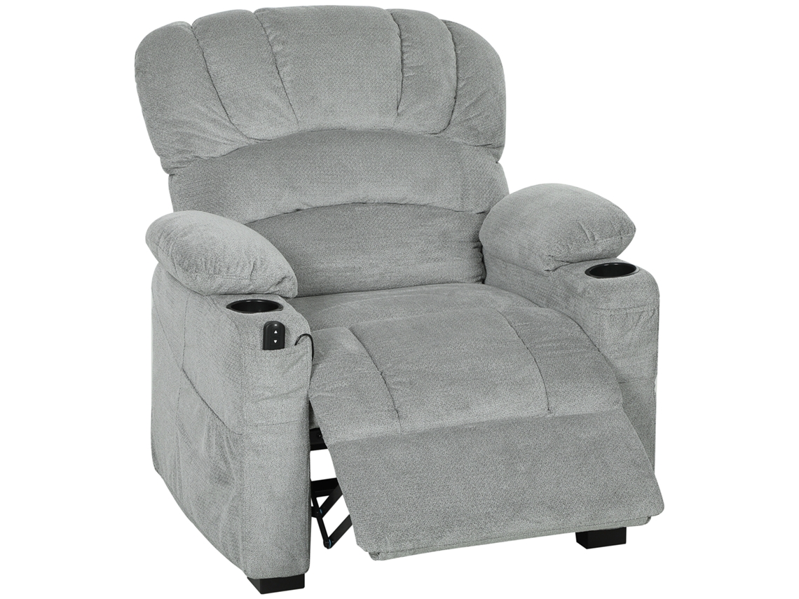 Poltrona Elevatória NOVAVEST COM com 8 Pontos de Massagem, Aquecimento, Controles, Bolso, Cinza