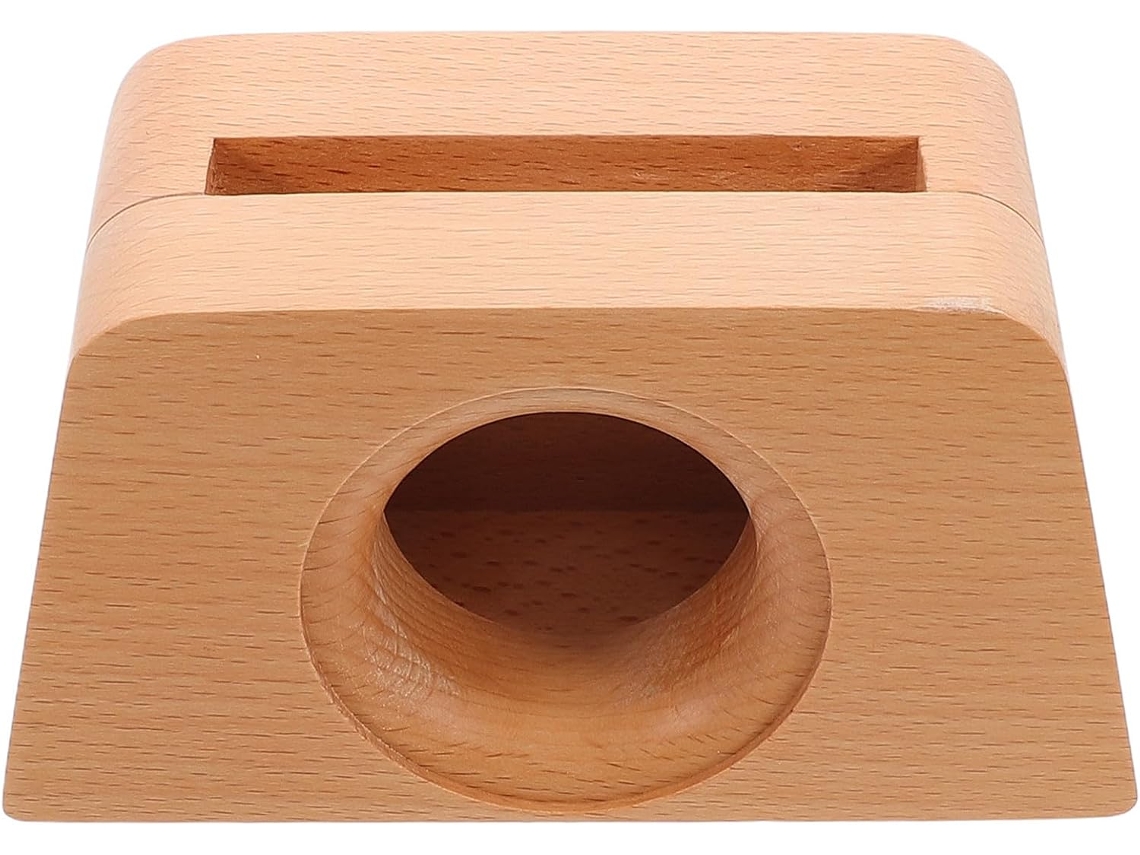 Suporte Trapezoidal De Madeira Para Celular Com Amplificação De Som.