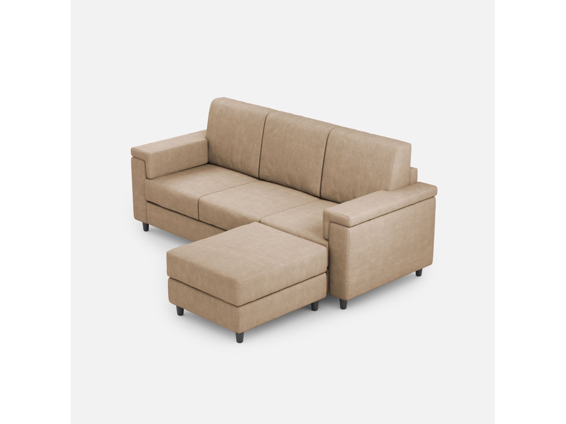 Sofá de 3 Lugares Três Lugares de 60 Cm Pufe Dimensões C.208 P.155 Cor Bege ITYHOME
