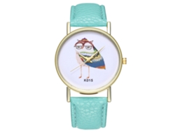 Relógio de quartzo casual e moderno para homens e mulheres com pulseira de couro PU verde menta.