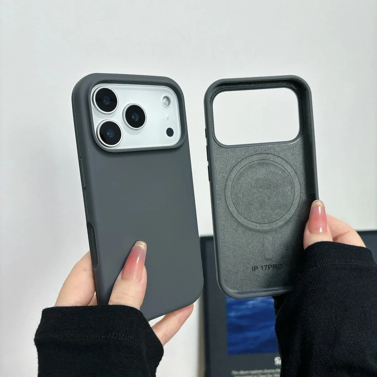 Capa Magsafe Original Em Silicone Líquido Para Iphone 17 Pro (cinza Escuro)