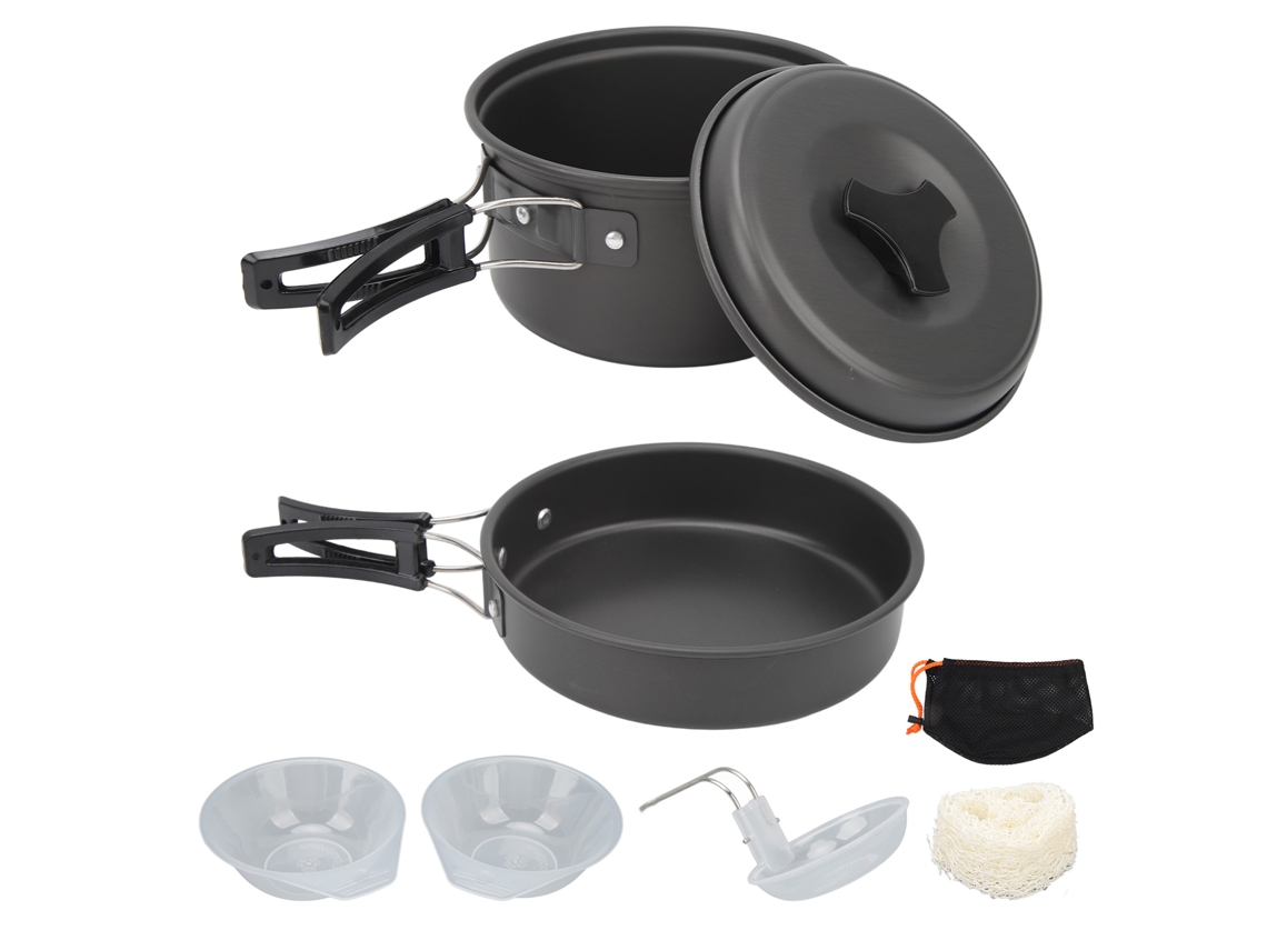 Kit De Cozinha De Camping Com Cabo Plegável Antiquemaduras Conjunto De Panelas Portáteis Para Atividades Ao Ar Livre E Viagens