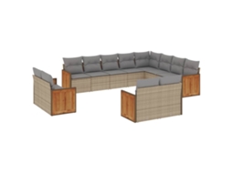 Conjunto de 12 Sofás para Jardim com Almofadões Vime Pe Bege MAISON EXCLUSIVE